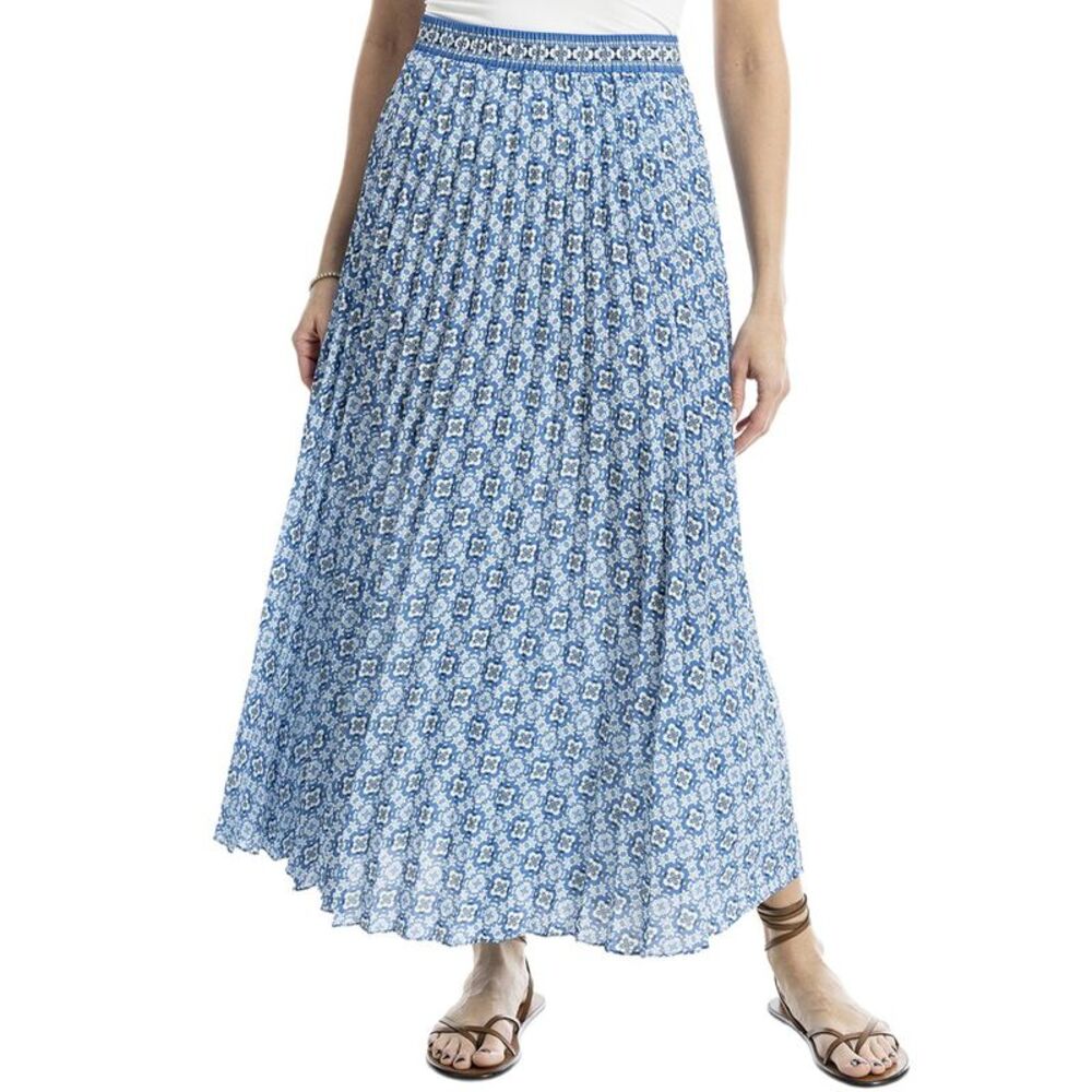 Max Studio Womens Pleated Maxi Skirt, Blue